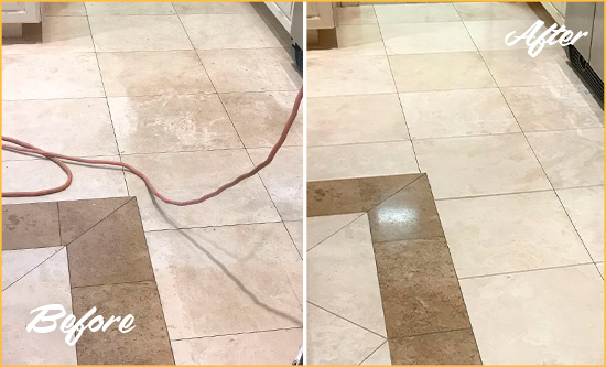 Picture of Stone Floor Before and After Picture Honing Service