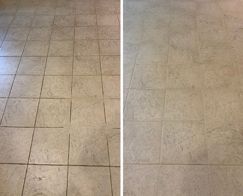 Floor Before and After a Tile Cleaning in Seattle, WA