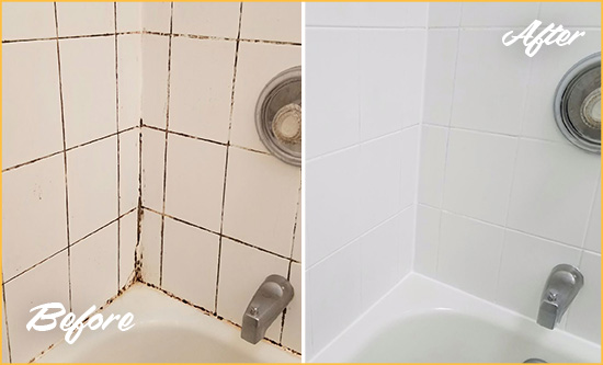 Before and After Picture of a Sammamish Tub Caulked to Remove and Avoid Mold