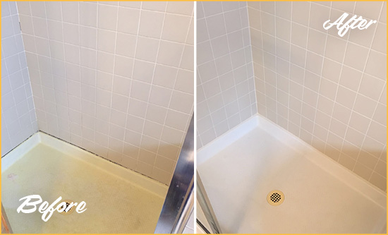 Before and After Picture of a Issaquah Shower Sealed to Remove and Protect Against Mold