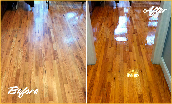 Before and After Picture of a Brier Wood Deep Cleaning Service on a Worn Out Hallway