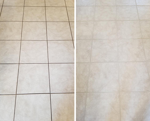 Floor Before and After a Grout Cleaning in Kirkland, WA