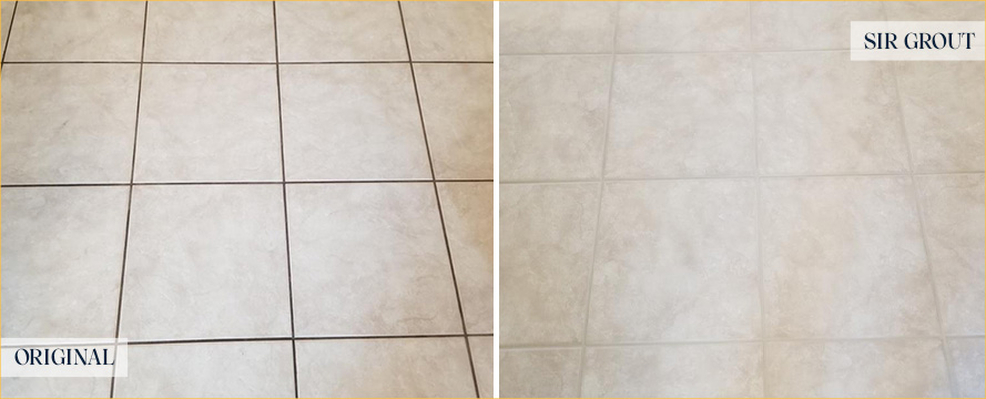 Floor Before and After a Superb Grout Cleaning in Kirkland, WA