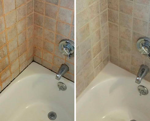 Shower Seams Before and After Our Caulking Services in Brier