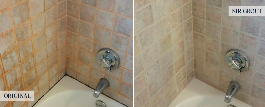 Shower Seams Before and After Our Caulking Services in Brier