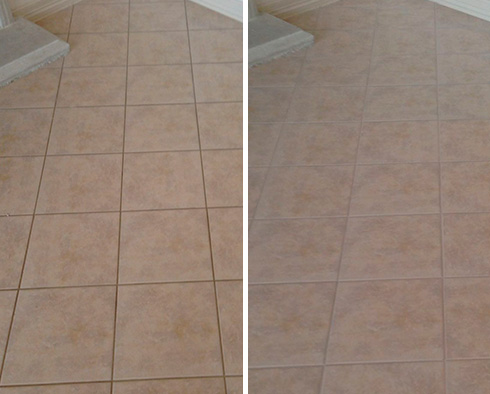 Floor Before and After a Grout Sealing in Lynnwood, WA