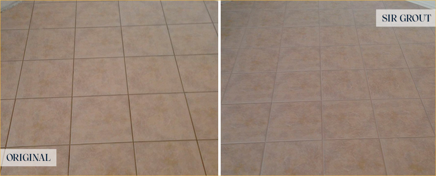Floor Before and After a Flawless Grout Sealing in Lynnwood, WA