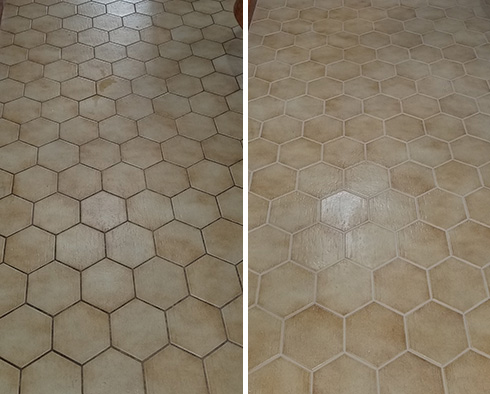 Floor Before and After a Grout Cleaning in Silvana, WA