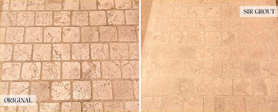 Floor Before and After a Flawless Stone Cleaning in Renton, WA
