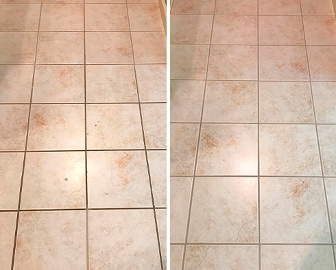 Floor Before and After a Grout Cleaning in Seattle, WA