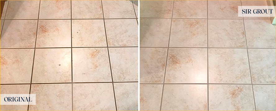 Floor Before and After an Excellent Grout Cleaning in Seattle, WA