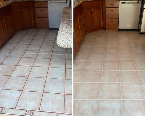 Kitchen Floor Before and After Our Bothell Grout Sealing Service