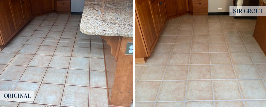 Kitchen Floor Before and After Our Bothell Grout Sealing Service