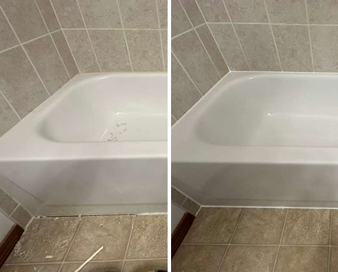 Bathtub Before and After Our Seattle Caulking Services