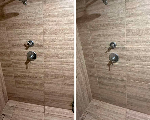 Shower Before and After a Grout Sealing in Woodinville, WA