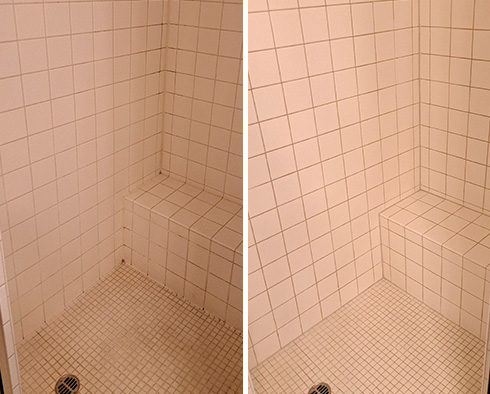 Shower Before and After a Grout Cleaning in Seattle, WA