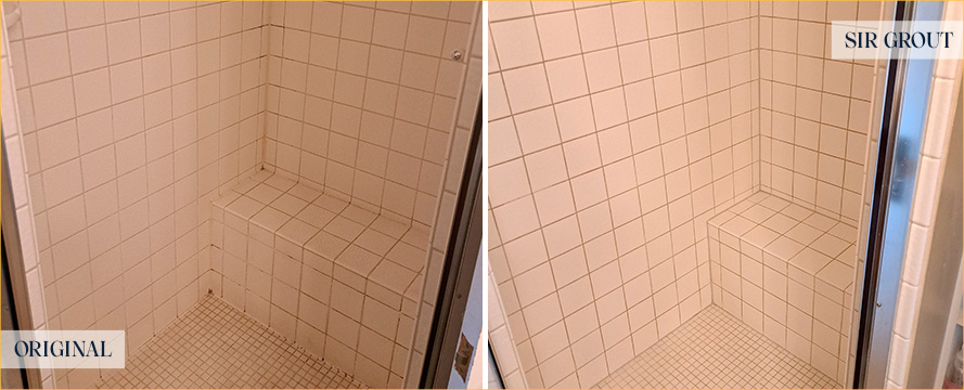 Shower Before and After an Excellent Grout Cleaning in Seattle, WA