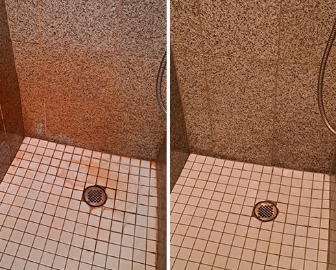 Shower Before and After a Tile Cleaning in Seattle, WA