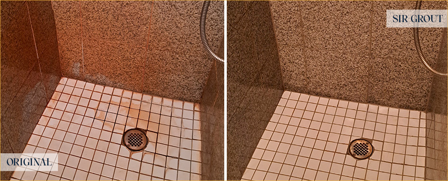 Shower Before and After a Superb Tile Cleaning in Seattle, WA