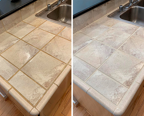 Before and after Picture of a Tile and Grout Cleaning Job in Seattle, WA