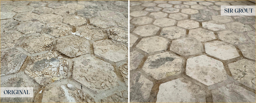 Floor Before and After an Excellent Stone Honing in Redmond, WA 