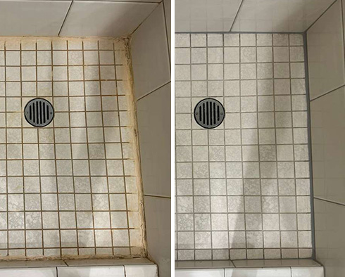 Shower Before and After Our Seattle Grout Sealing Service