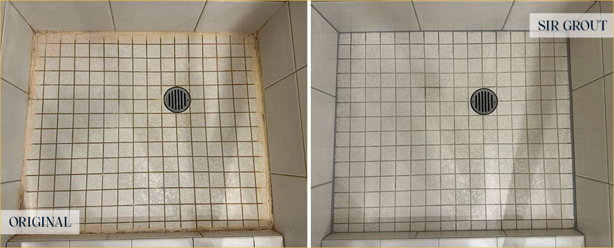 Shower Before and After Our Seattle Grout Sealing Service