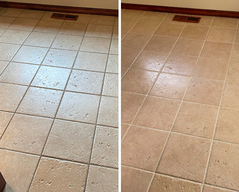 Floor Before and After a Grout Sealing in Kirkland, WA
