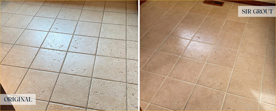 Floor Before and After a Superb Grout Sealing in Kirkland, WA