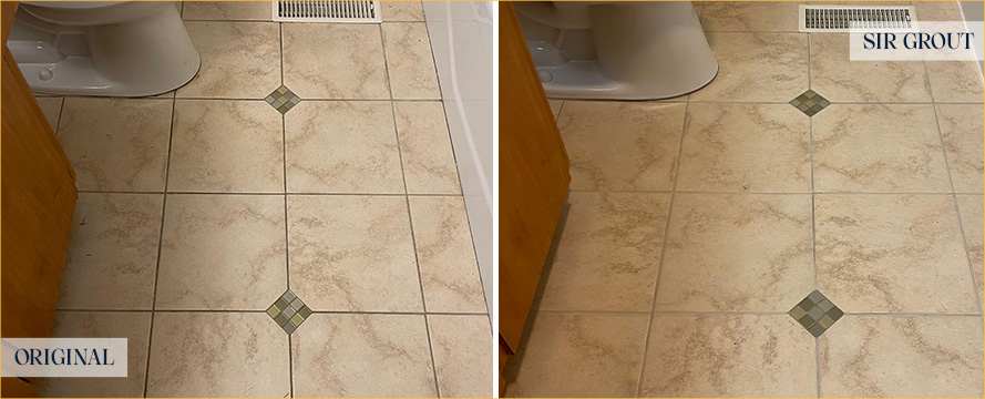 Bathroom Floor Before and After Our Caulking Services in Lake Stevens
