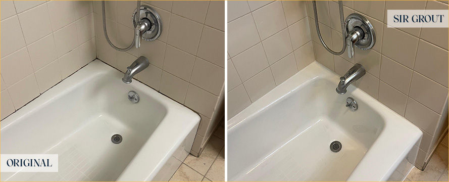 Tile Shower Before and After Our Caulking Services in Lake Stevens