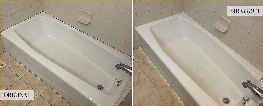 Ceramic Bathtub Before and After Our Caulking Services in Lake Stevens