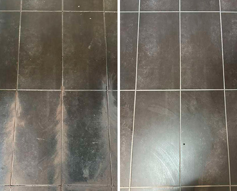 Floor Before and After a Grout Sealing in Seattle, WA
