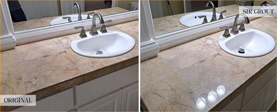 Bathroom Countertop Before and After Our Snoqualmie Stone Polishing Service