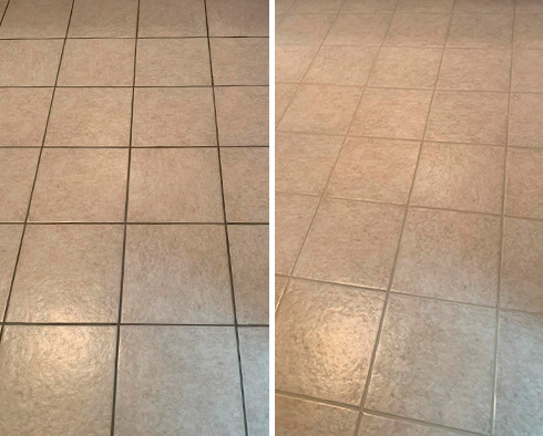 Floor Before and After a Grout Sealing in Seattle, WA