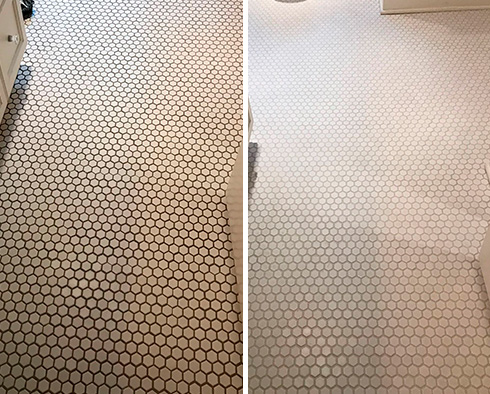 Floor Before and After a Grout Sealing in Seattle, WA