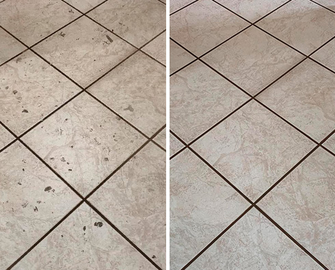 Before and After Picture of a Tile Cleaning Job in Lynnwood, WA