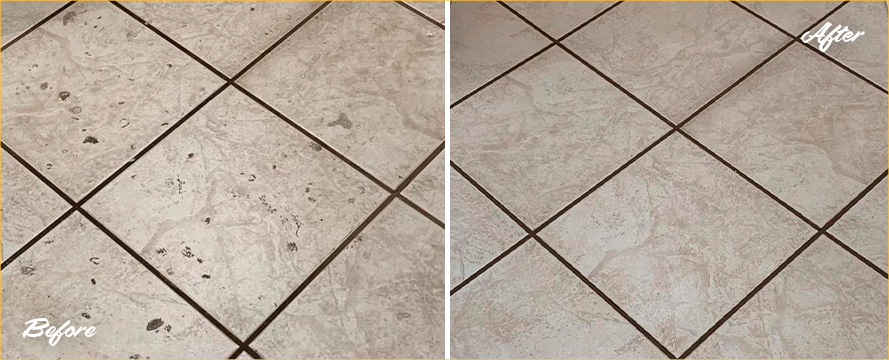 Ceramic Floor Before and After a Tile Cleaning Service in Lynnwood, WA