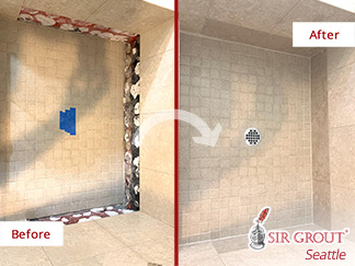 Before and After Picture of a Hard Surface Restoration Service in This Shower in Issaquah, WA