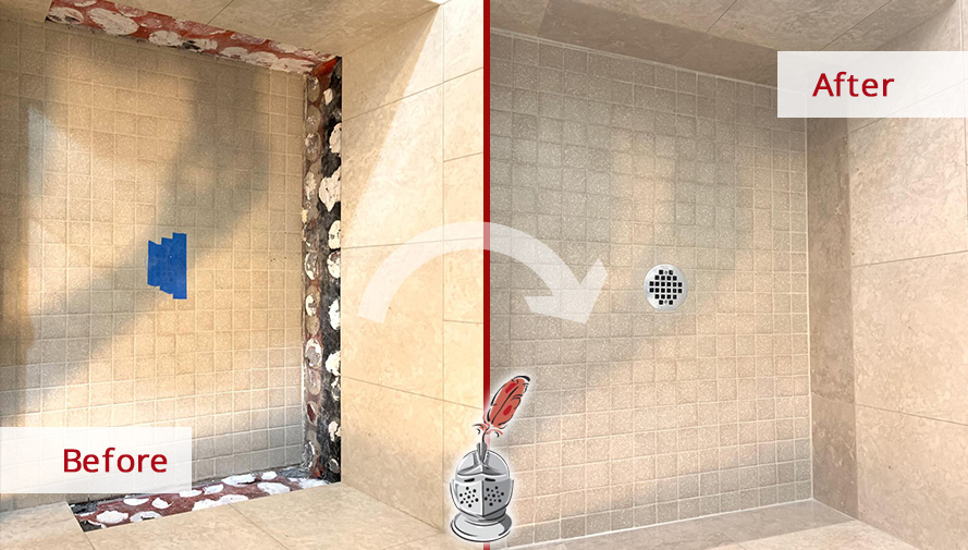 Shower Before and After a Hard Surface Restoration Service in Issaquah, WA