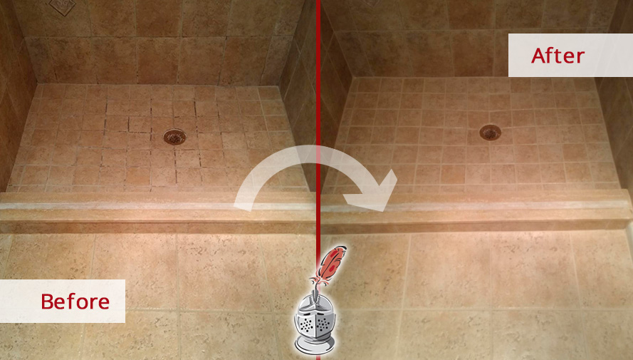 Shower Before and After a Professional Grout Cleaning in Kirkland