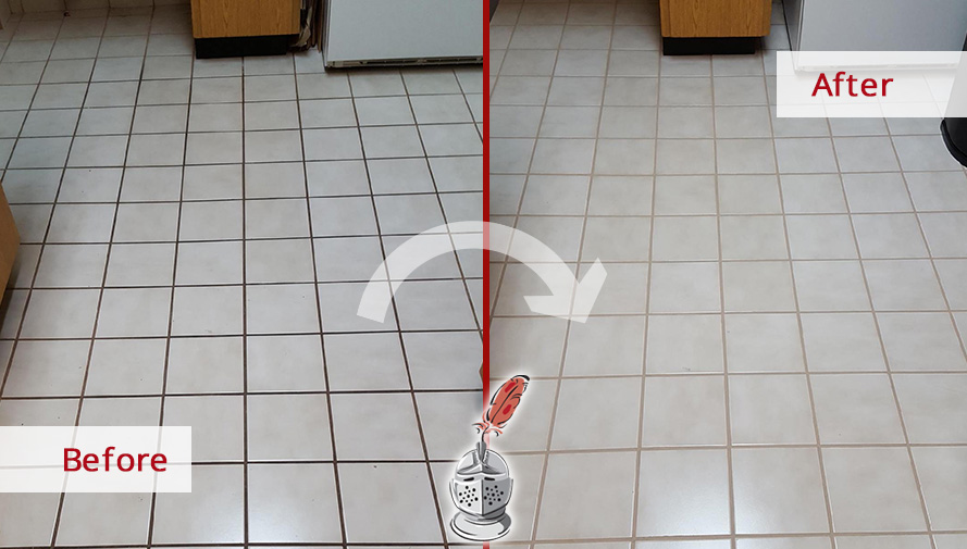 Kitchen Floor Before and After a Professional Grout Sealing in Bothell