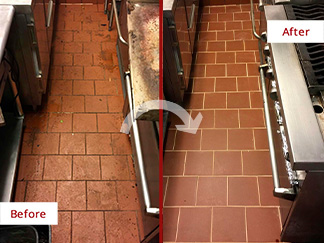 Floor Before and After a Grout Sealing in Seattle, WA