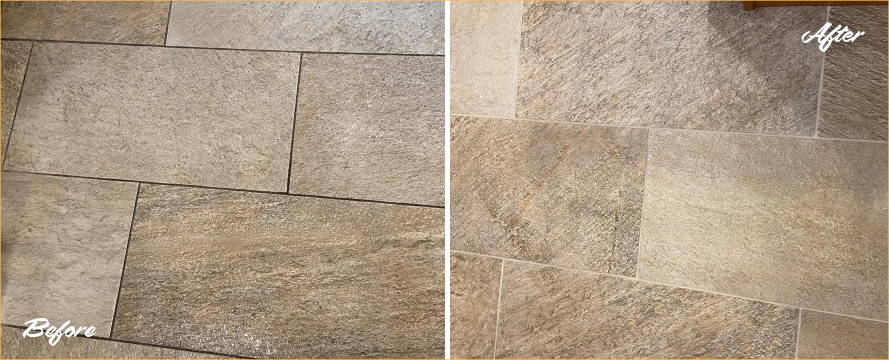Floor Before and After a Superb Grout Cleaning in Seattle, WA