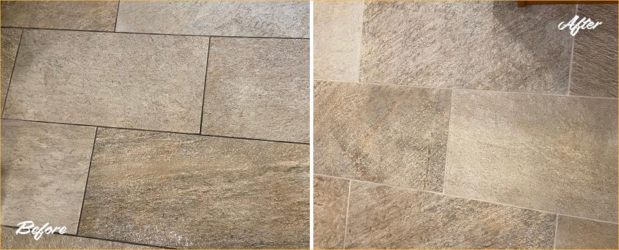 Floor Before and After a Superb Grout Cleaning in Seattle, WA