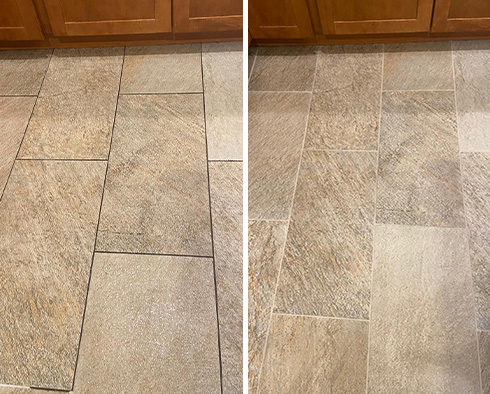 Floor Before and After a Grout Cleaning in Seattle, WA
