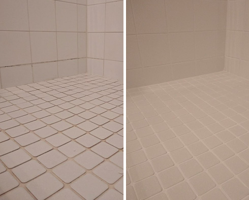 Shower Before and After a Grout Cleaning in Lynnwood, WA