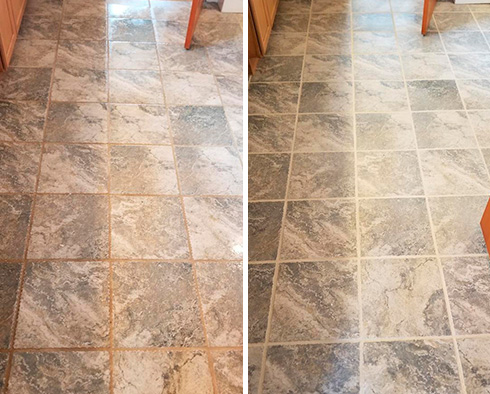 Bathroom Floor Before and After a Tile Cleaning in Seattle