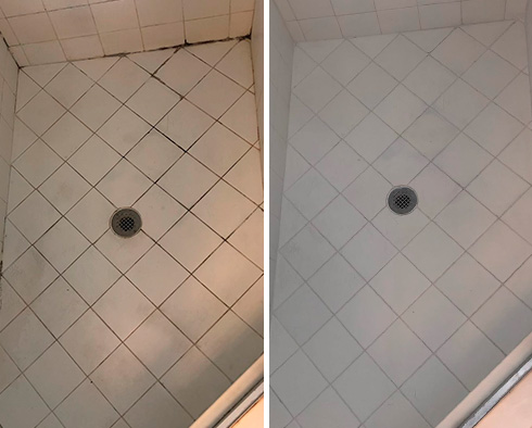 Master Shower Before and After Our Tile and Grout Cleaners in Seattle, WA