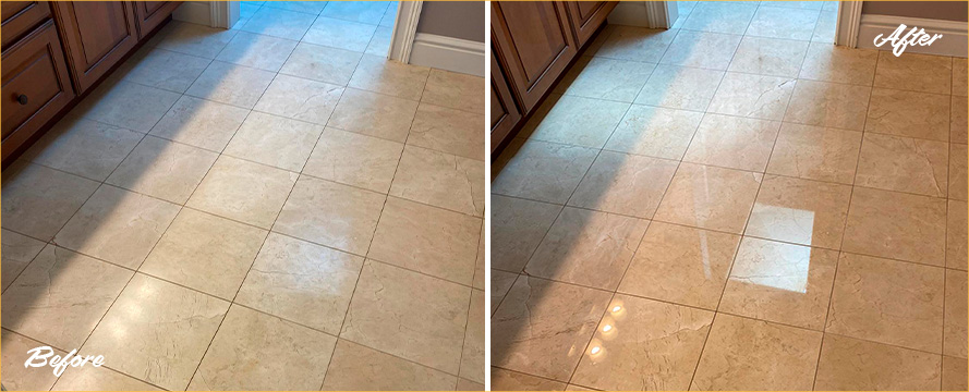 Marble Floor Before and After a Stone Polishing in Seattle 